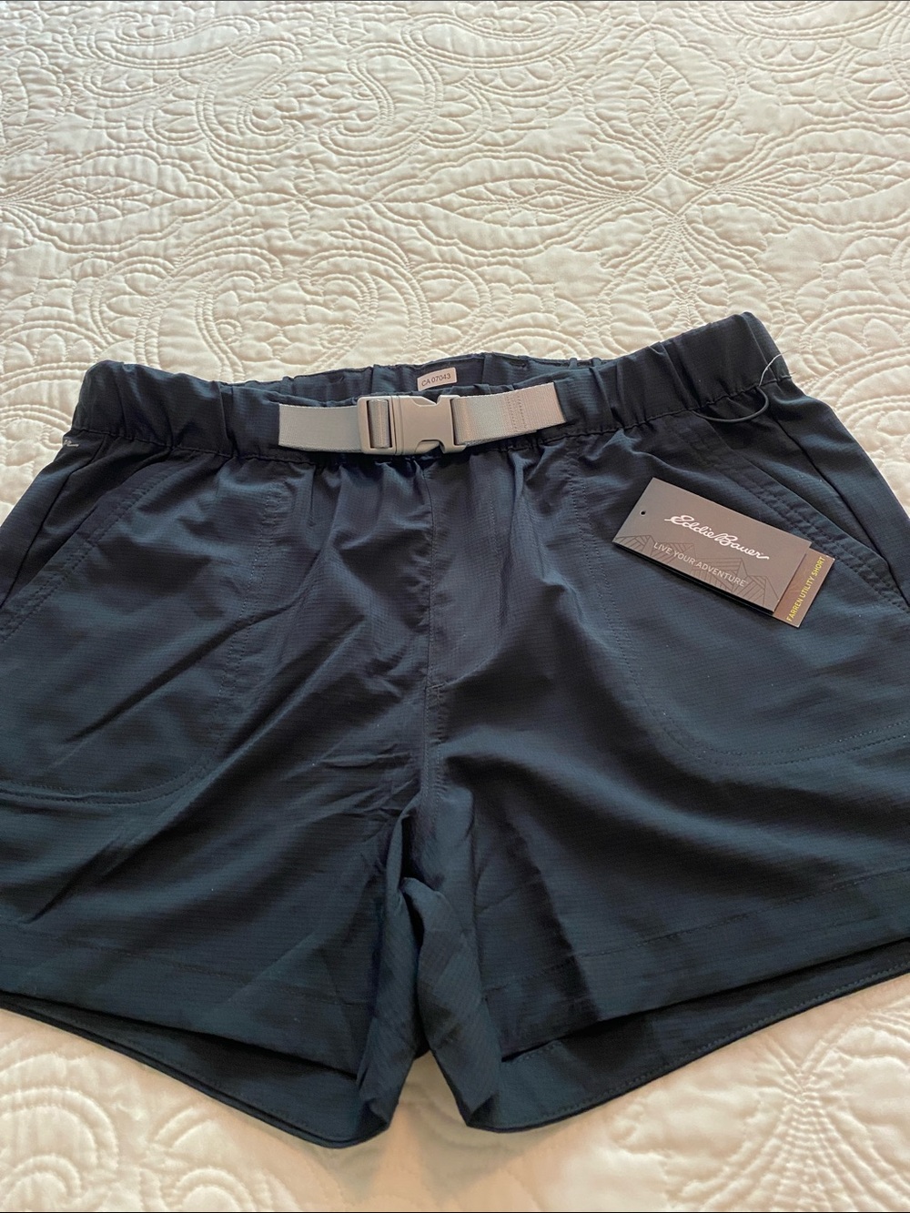 Eddie Bauer Women's Black Athletic Shorts with Light Gray Belt